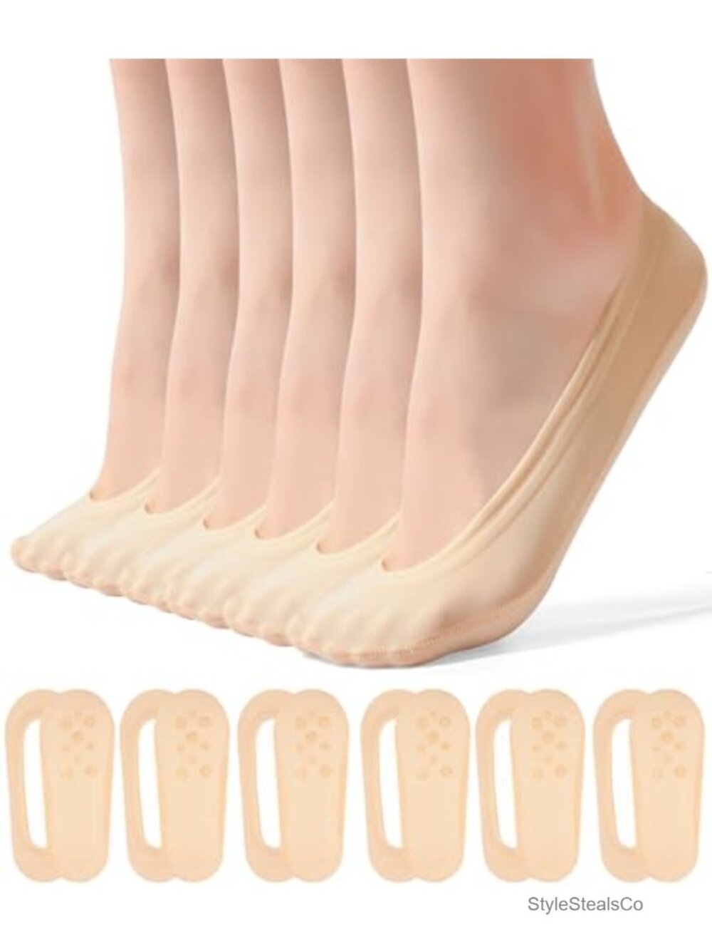 No Show Socks Ultra Low Cut Non Slip Liner Footies 6 Pairs